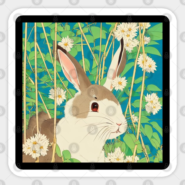 Floral Adventures of a Rabbit Bunny Mini Rex Rabbit Velveteen Lop Sticker by wigobun